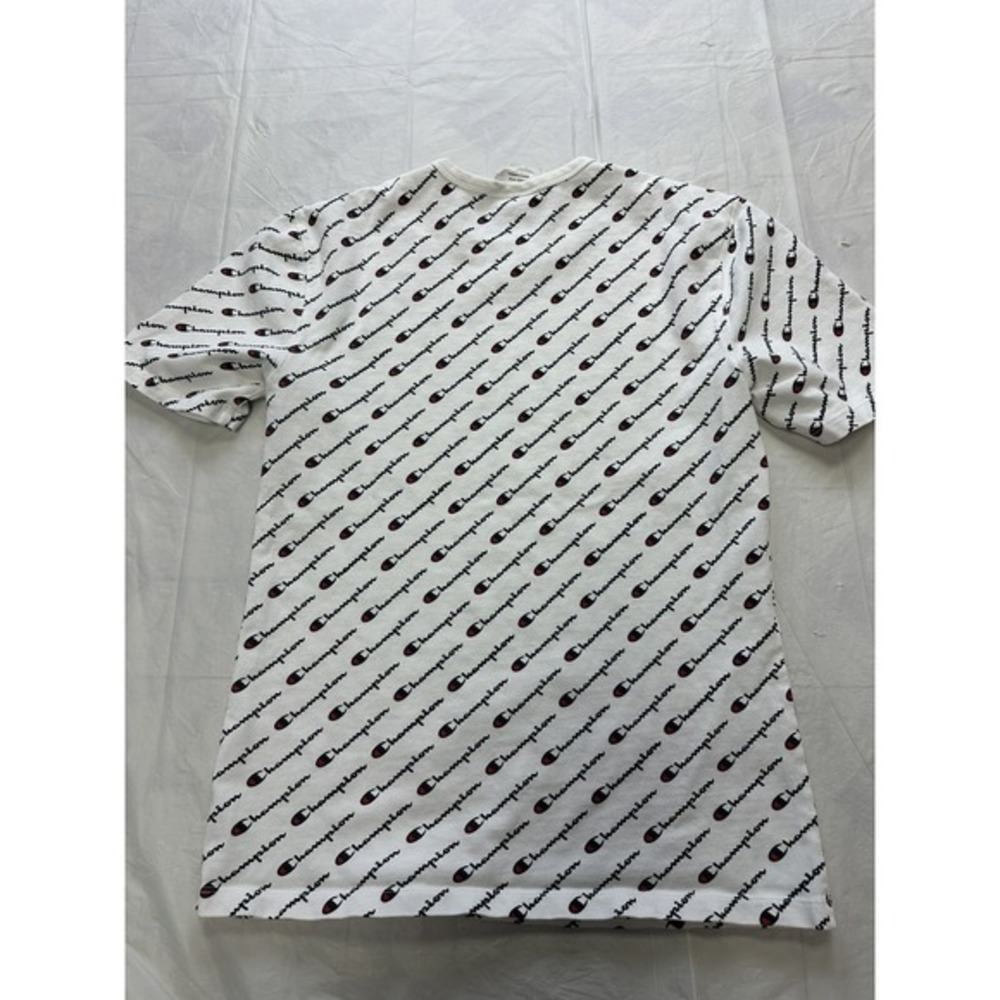 Champion Heritage‎ Men's T-Shirt Size Small, White All Over Logo Print - Picture 5 of 5